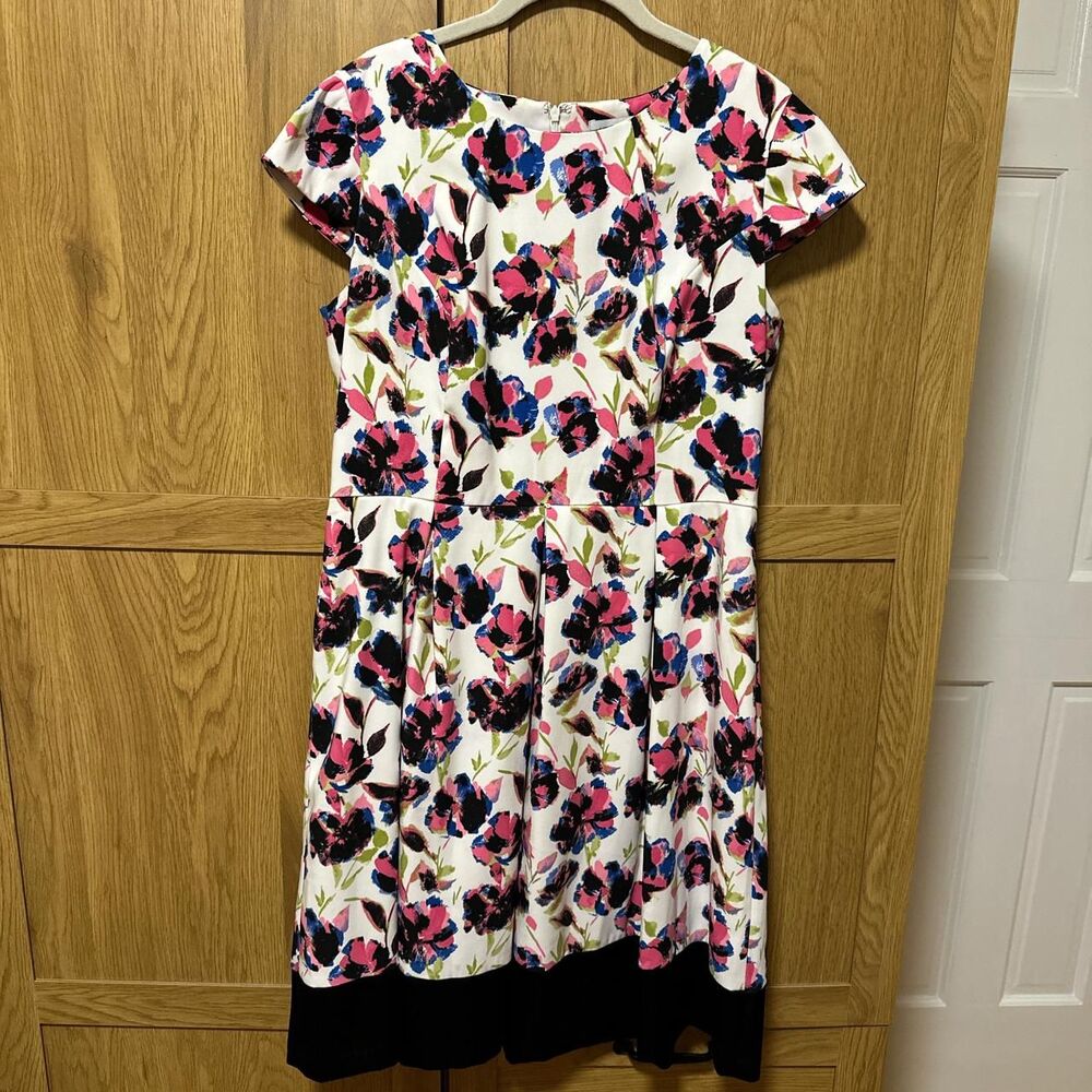 Liz Claiborne Floral Fit & Flare Dress Lined Midi 14